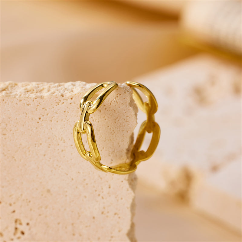 casual simple style classic style geometric stainless steel plating 18k gold plated open rings By Trendy Jewels