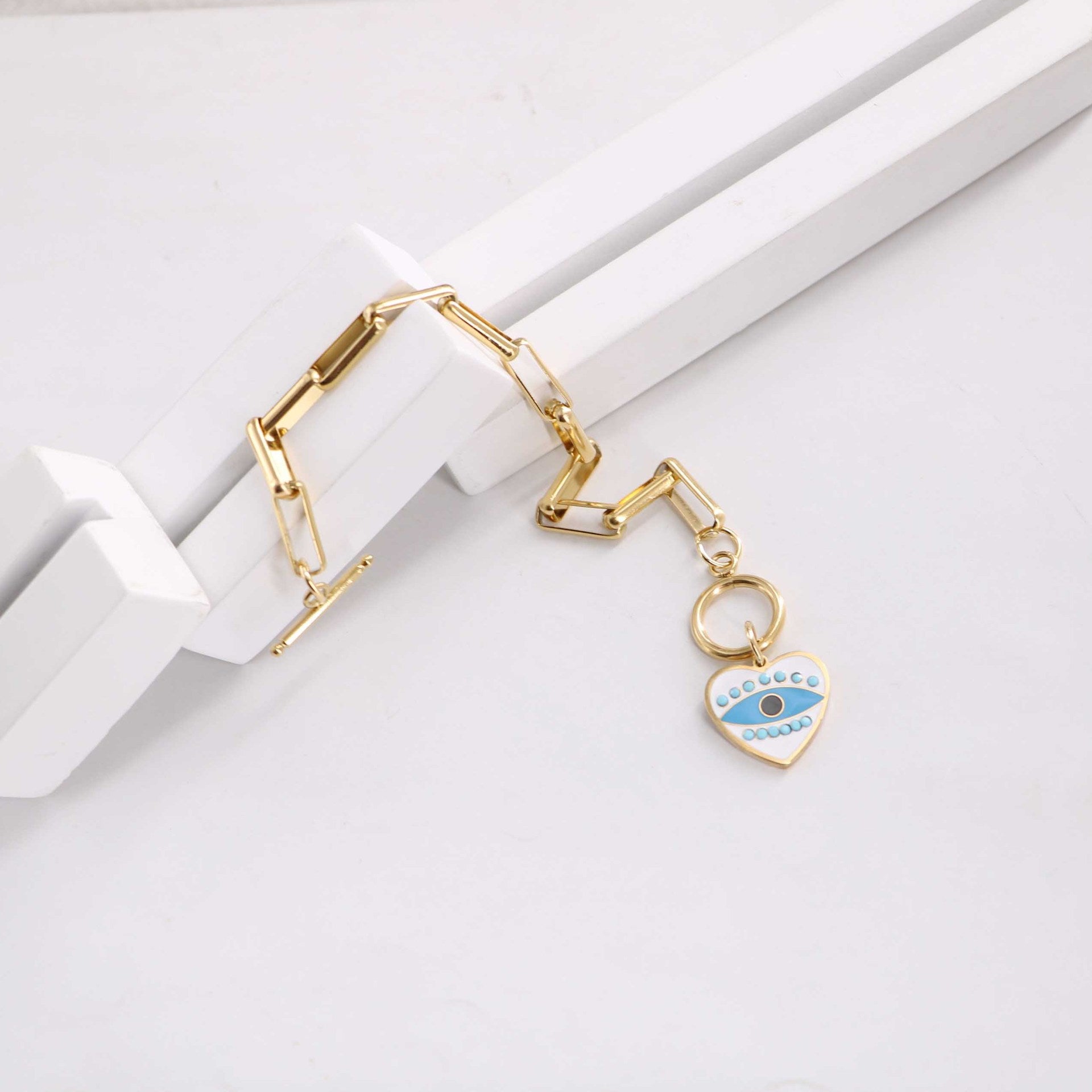 Titanium Steel Gold Plated Simple Style Classic Style Plating Heart Shape Bracelets By Trendy Jewels