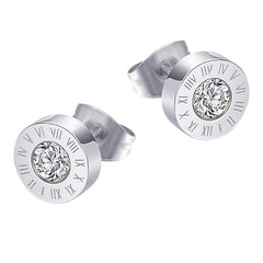 1 Pair Simple Style Letter Plating Inlay Titanium Steel Rhinestones Ear Studs By Trendy Jewels