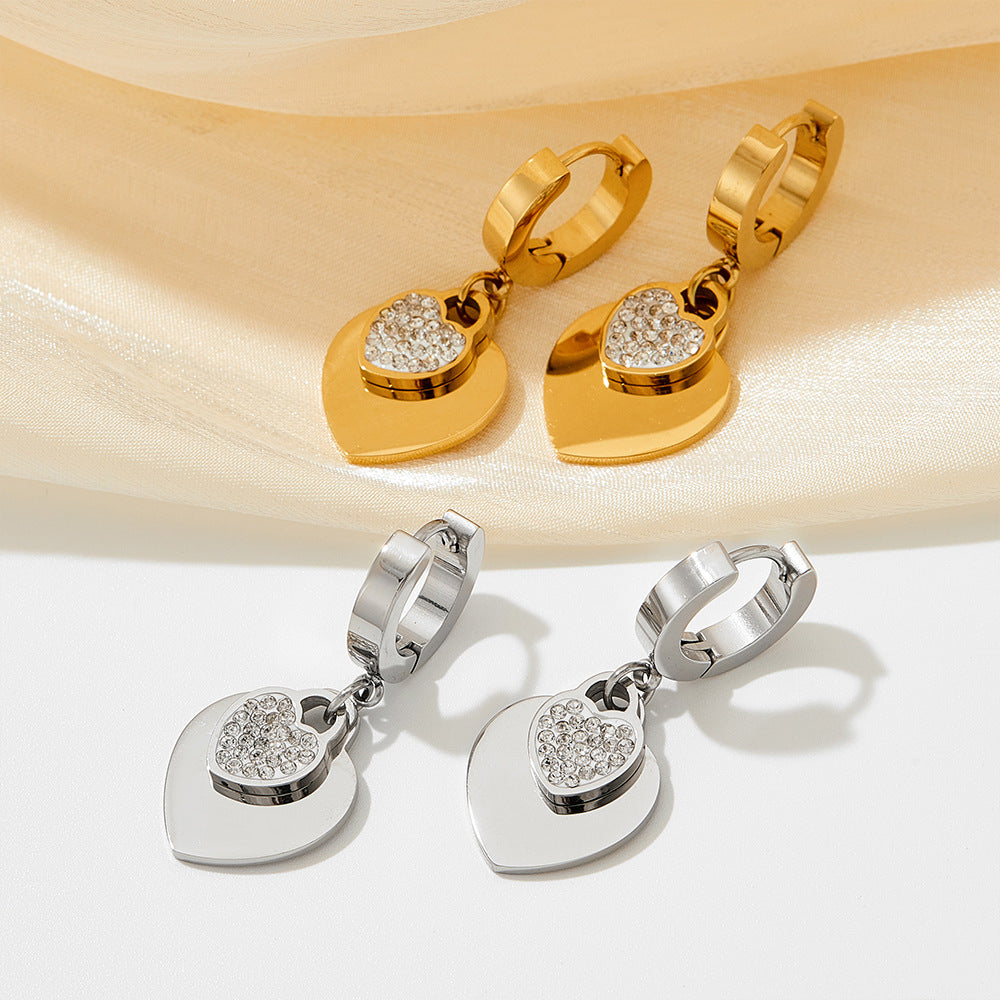 fashion heart shape stainless steel titanium steel plating inlay zircon bracelets earrings necklace By Trendy Jewels