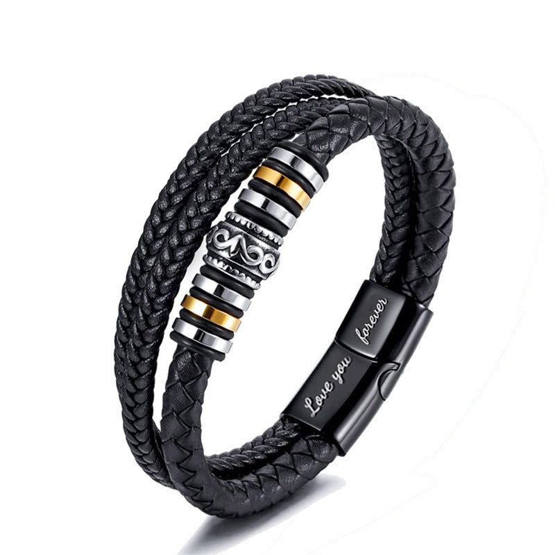 fashion cross rectangle stainless steel pu leather braid unisex bracelets By Trendy Jewels