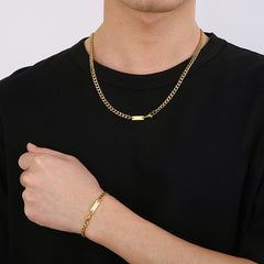 simple style streetwear geometric titanium steel men's bracelets necklace By Trendy Jewels