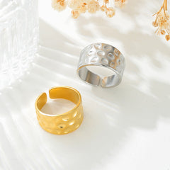 Stainless Steel 18K Gold Plated Simple Style Solid Color Open Rings By Trendy Jewels