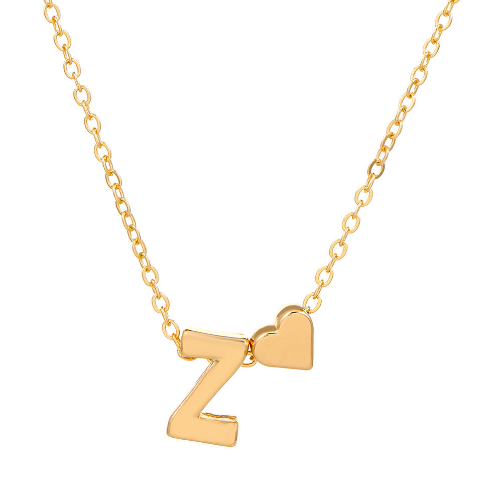 fashion love 26 english alphabet simple alloy necklace nhdp148728 By Trendy Jewels