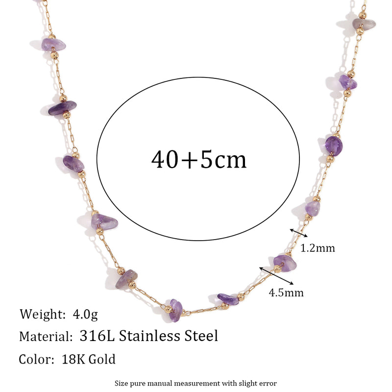 Stainless Steel natural stone 18K Gold Plated Elegant Basic Classic Style Irregular Plating Bracelets Necklace By Trendy Jewels