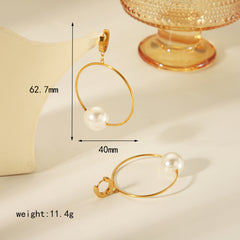 1 Pair IG Style Vintage Style Simple Style Round Tassel Solid Color Pearl Plating 304 Stainless Steel 18K Gold Plated Drop Earrings By Trendy Jewels