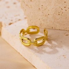 casual simple style classic style geometric stainless steel plating 18k gold plated open rings By Trendy Jewels