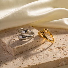 Stainless Steel Casual Snake Plating Open Rings By Trendy Jewels