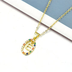 simple style letter stainless steel plating inlay zircon pendant necklace By Trendy Jewels