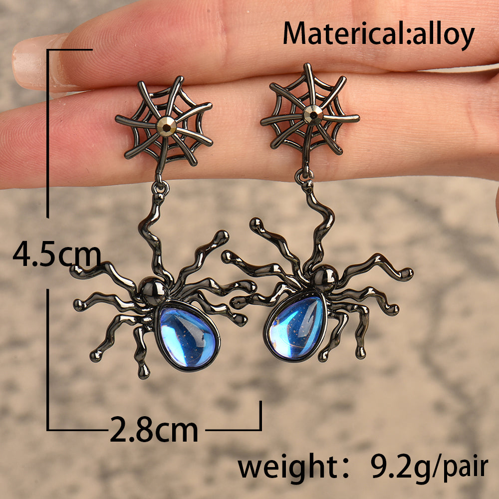1 pair fashion spider spider web alloy plating inlay artificial gemstones women's drop earrings By Trendy Jewels