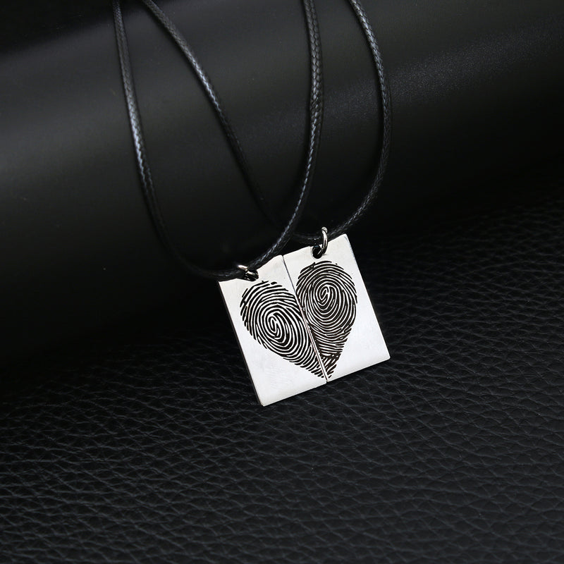 basic classic style heart shape stainless steel couple pendant necklace By Trendy Jewels