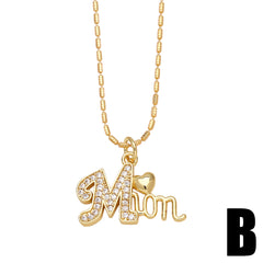 Copper 18K Gold Plated Simple Style Classic Style Plating Inlay Letter Zircon Pendant Necklace By Trendy Jewels