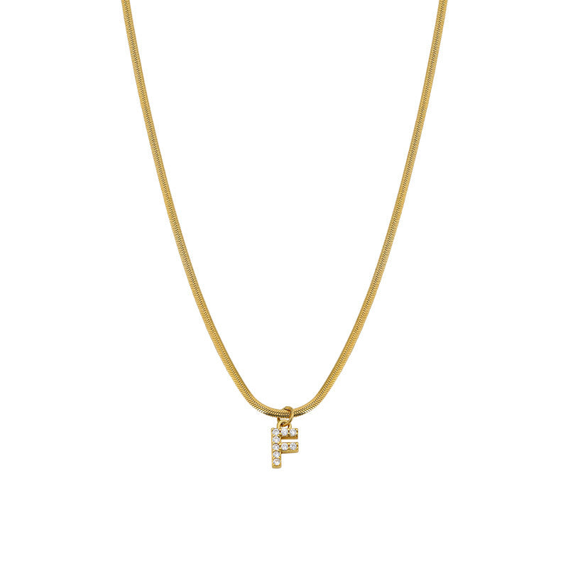 fashion letter titanium steel inlay zircon pendant necklace By Trendy Jewels