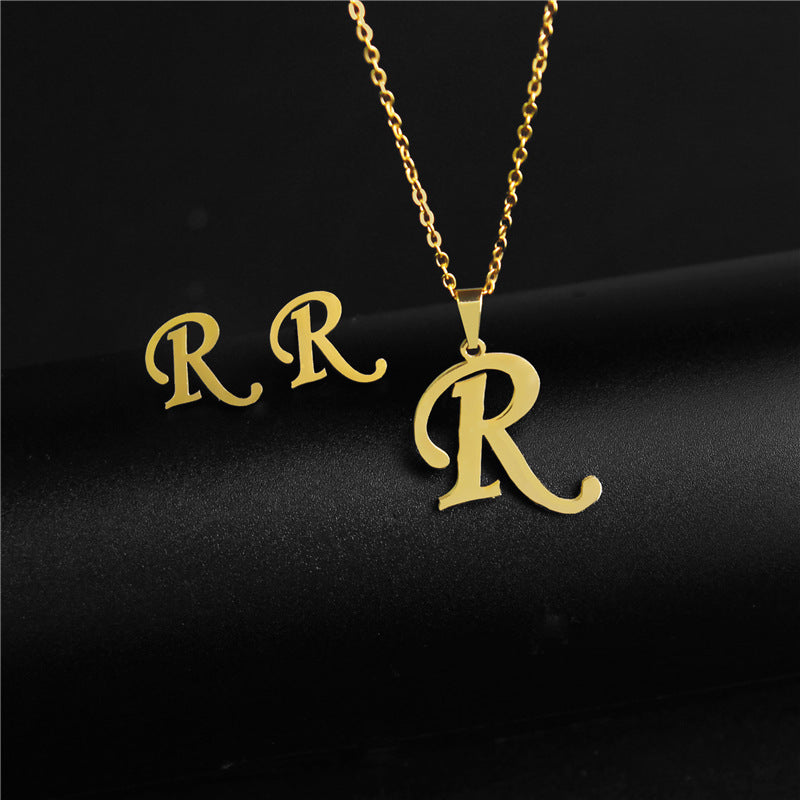 simple style letter stainless steel polishing no inlaid By Trendy Jewels