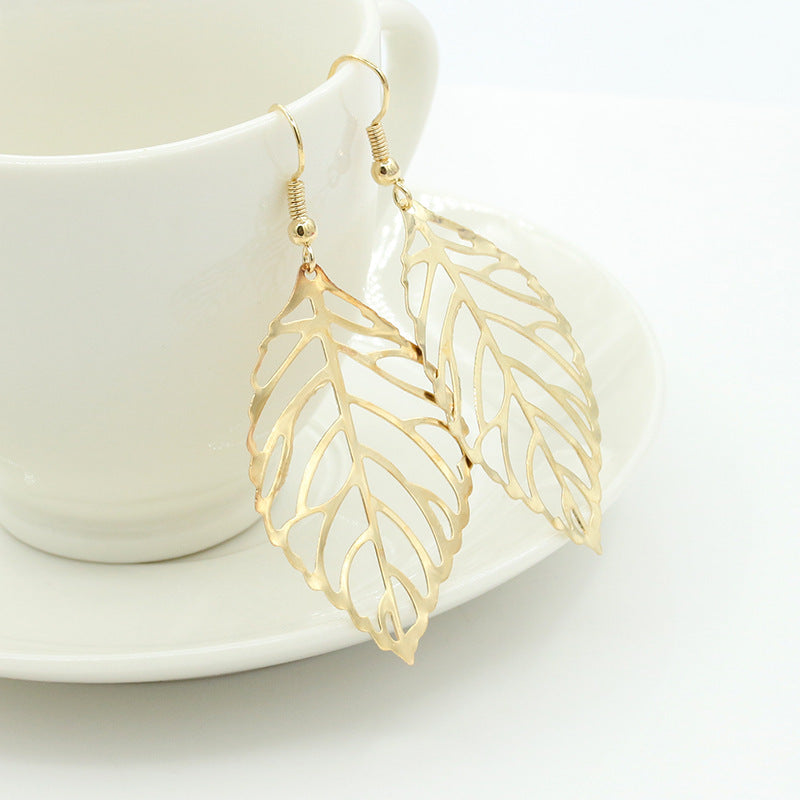 fashion leaf plating alloy no inlaid earrings By Trendy Jewels