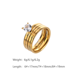 Stainless Steel 14K Gold Plated Elegant Vintage Style Geometric Plating Inlay Zircon Rings By Trendy Jewels