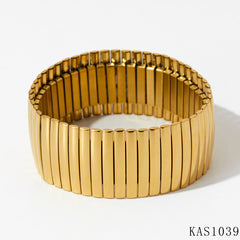 Modern Style Stripe 304 Stainless Steel 16K Gold Plated White Gold Plated Gold Plated Bangle In Bulk By Trendy Jewels