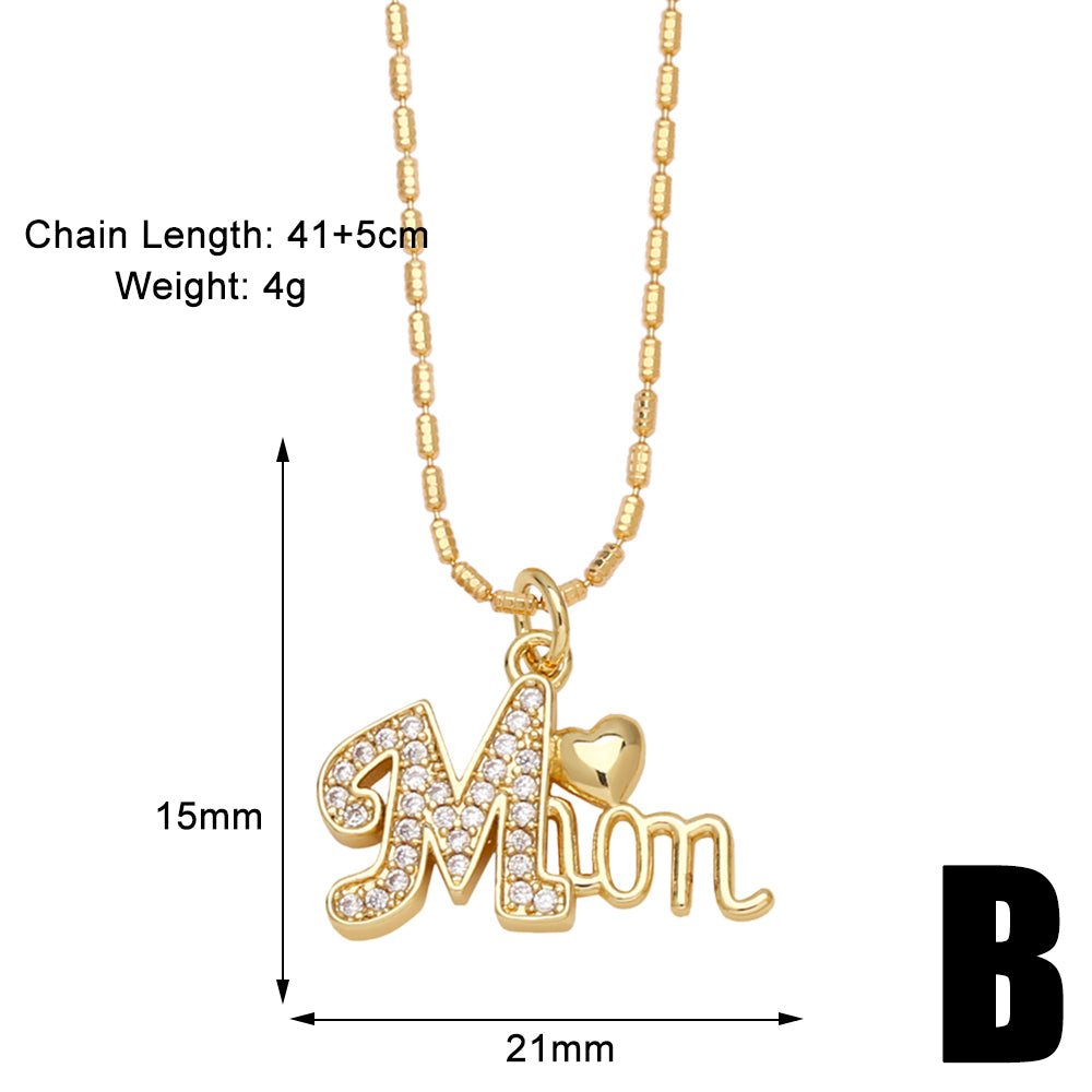 Copper 18K Gold Plated Simple Style Classic Style Plating Inlay Letter Zircon Pendant Necklace By Trendy Jewels