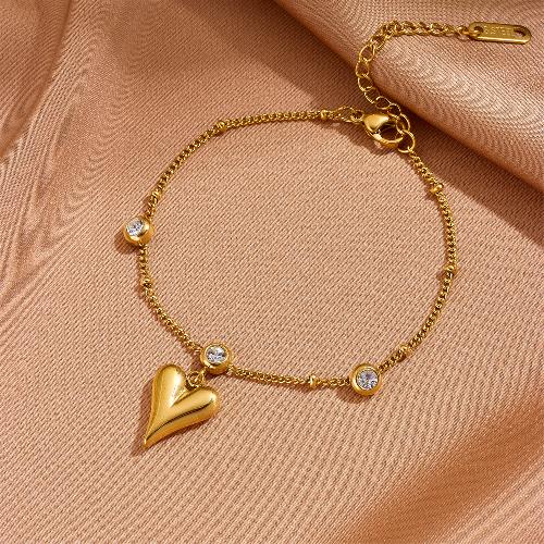 Titanium Steel 18K Gold Plated Classic Style Inlay Heart Shape Zircon Jewelry Set By Trendy Jewels