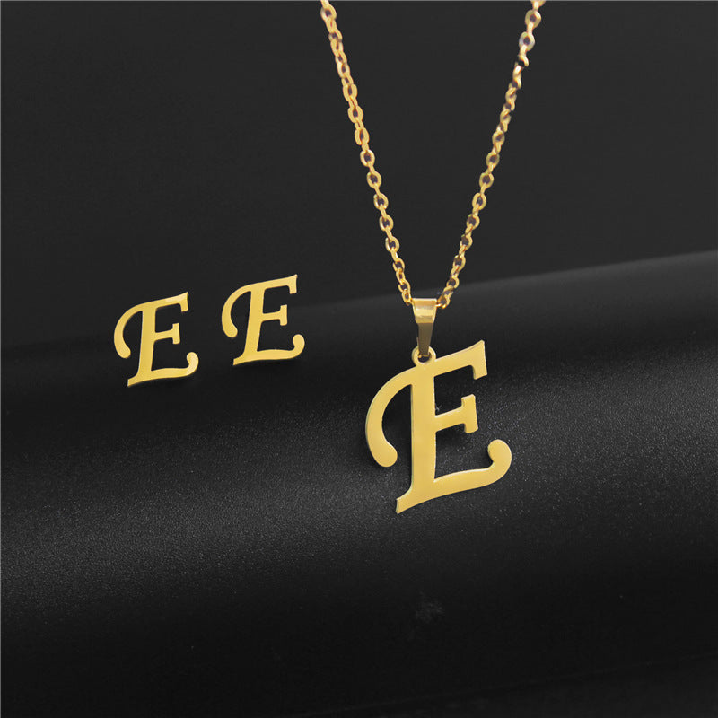 simple style letter stainless steel polishing no inlaid By Trendy Jewels