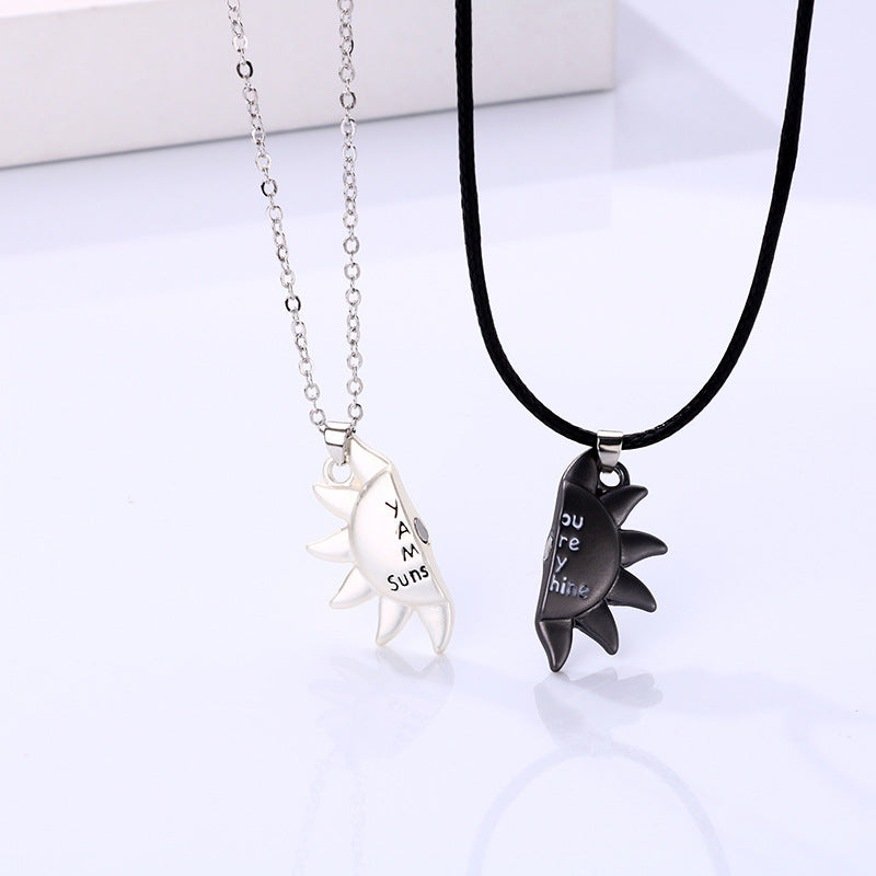 casual simple style sun alloy plating valentine's day couple pendant necklace By Trendy Jewels