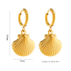 1 Pair Elegant Cute Shell Plating 304 Stainless Steel 18K Gold Plated Drop Earrings By Trendy Jewels