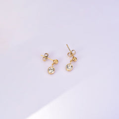 1 Pair Simple Style Round Inlay Titanium Steel Zircon 18K Gold Plated Drop Earrings By Trendy Jewels