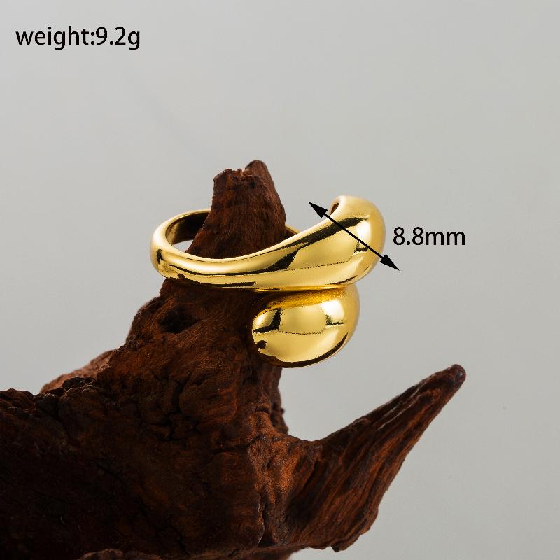ig style simple style water droplets copper plating inlay artificial diamond 18k gold plated open rings By Trendy Jewels