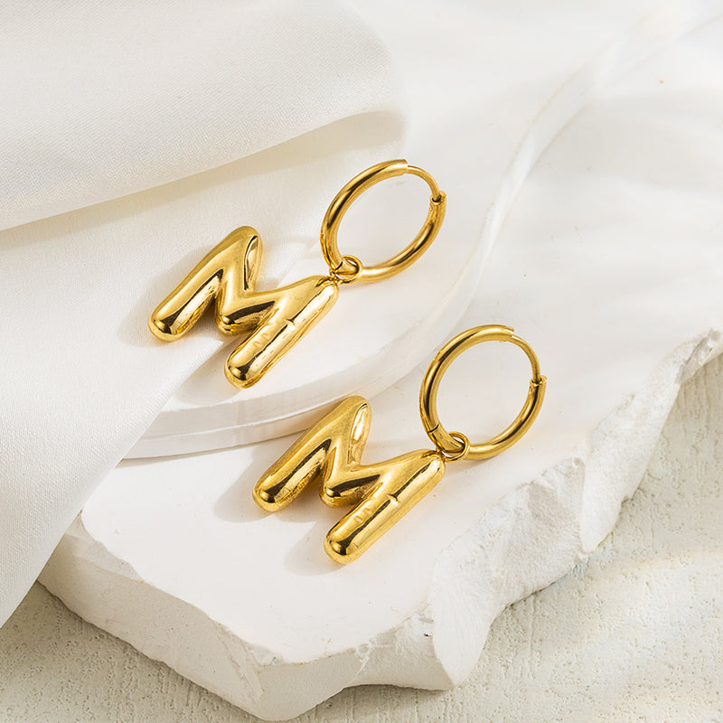 1 pair simple style letter plating stainless steel 18k gold plated ear clip By Trendy Jewels