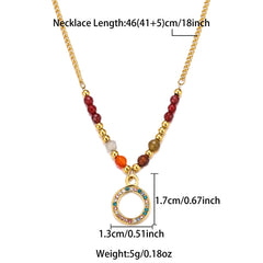 vintage style color block eye stainless steel beaded plating 18k gold plated pendant necklace By Trendy Jewels