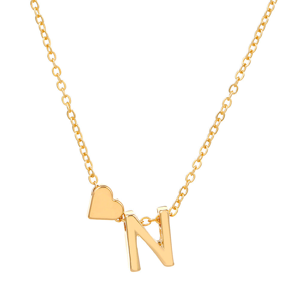 fashion love 26 english alphabet simple alloy necklace nhdp148728 By Trendy Jewels