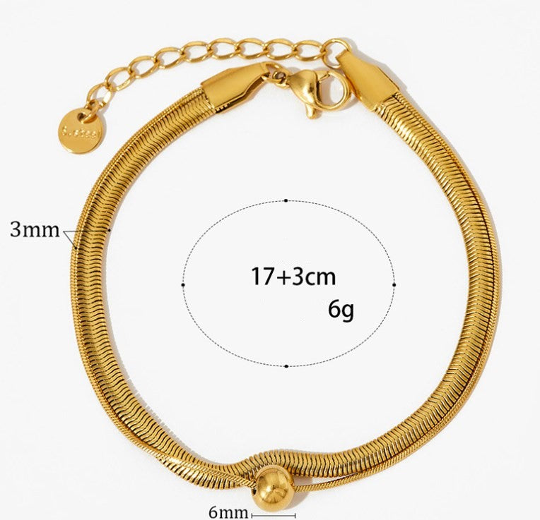 304 Stainless Steel 16K Gold Plated White Gold Plated Gold Plated Simple Style Plating Solid Color Bracelets Necklace By Trendy Jewels