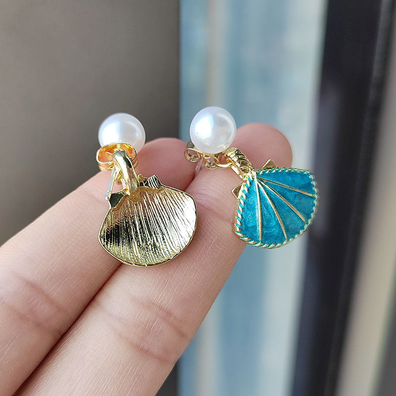 1 Pair Elegant Romantic Ocean Pearl Shell Inlay Titanium Steel Pearl Shell Drop Earrings By Trendy Jewels