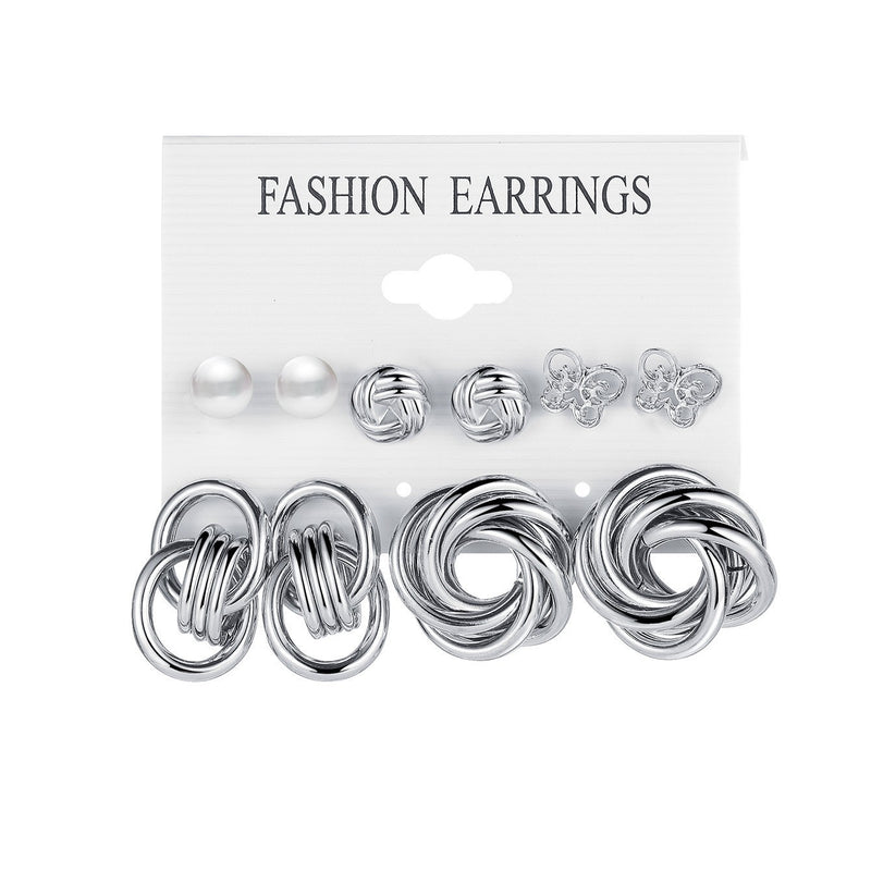1 set elegant retro streetwear geometric plating alloy earrings By Trendy Jewels