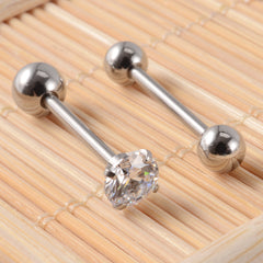 simple style streetwear solid color stainless steel plating inlay zircon tongue nail By Trendy Jewels