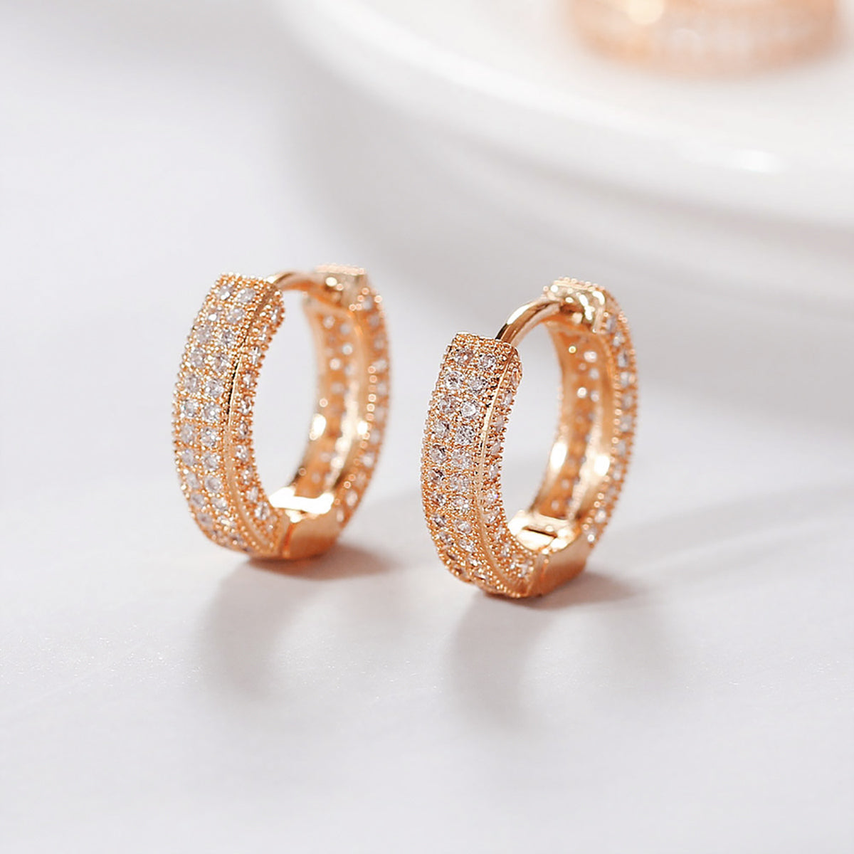 1 pair classic style shiny round plating inlay brass zircon gold plated platinum plated earrings By Trendy Jewels