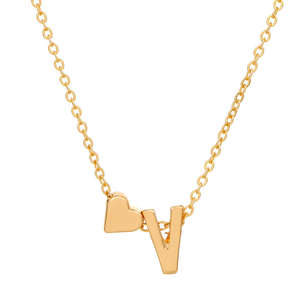 fashion love 26 english alphabet simple alloy necklace nhdp148728 By Trendy Jewels