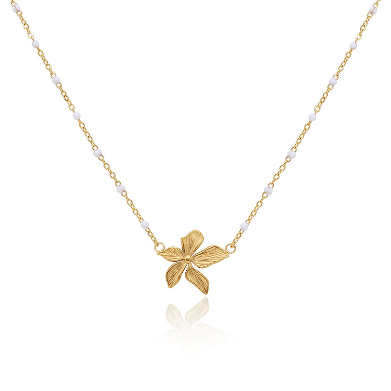 lady flower titanium steel plating 18k gold plated pendant necklace By Trendy Jewels