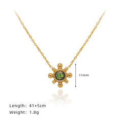 Titanium Steel Gold Plated Sweet Inlay Sun Artificial Gemstones Earrings Necklace By Trendy Jewels
