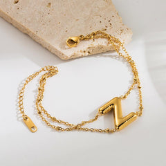 ig style simple style letter stainless steel plating 18k gold plated bracelets By Trendy Jewels