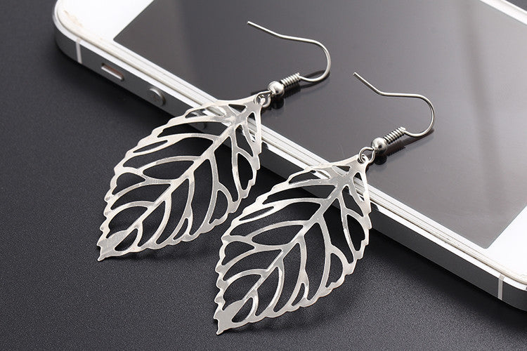 fashion leaf plating alloy no inlaid earrings By Trendy Jewels