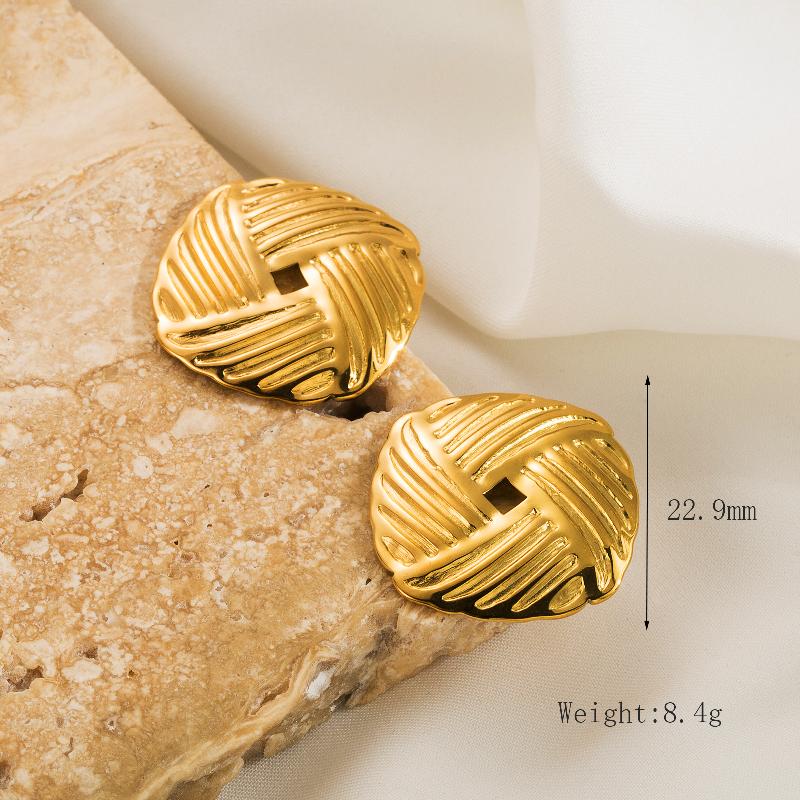 1 Pair Casual Solid Color 304 Stainless Steel 18K Gold Plated Ear Studs By Trendy Jewels