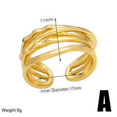 simple style solid color copper plating 18k gold plated open rings By Trendy Jewels