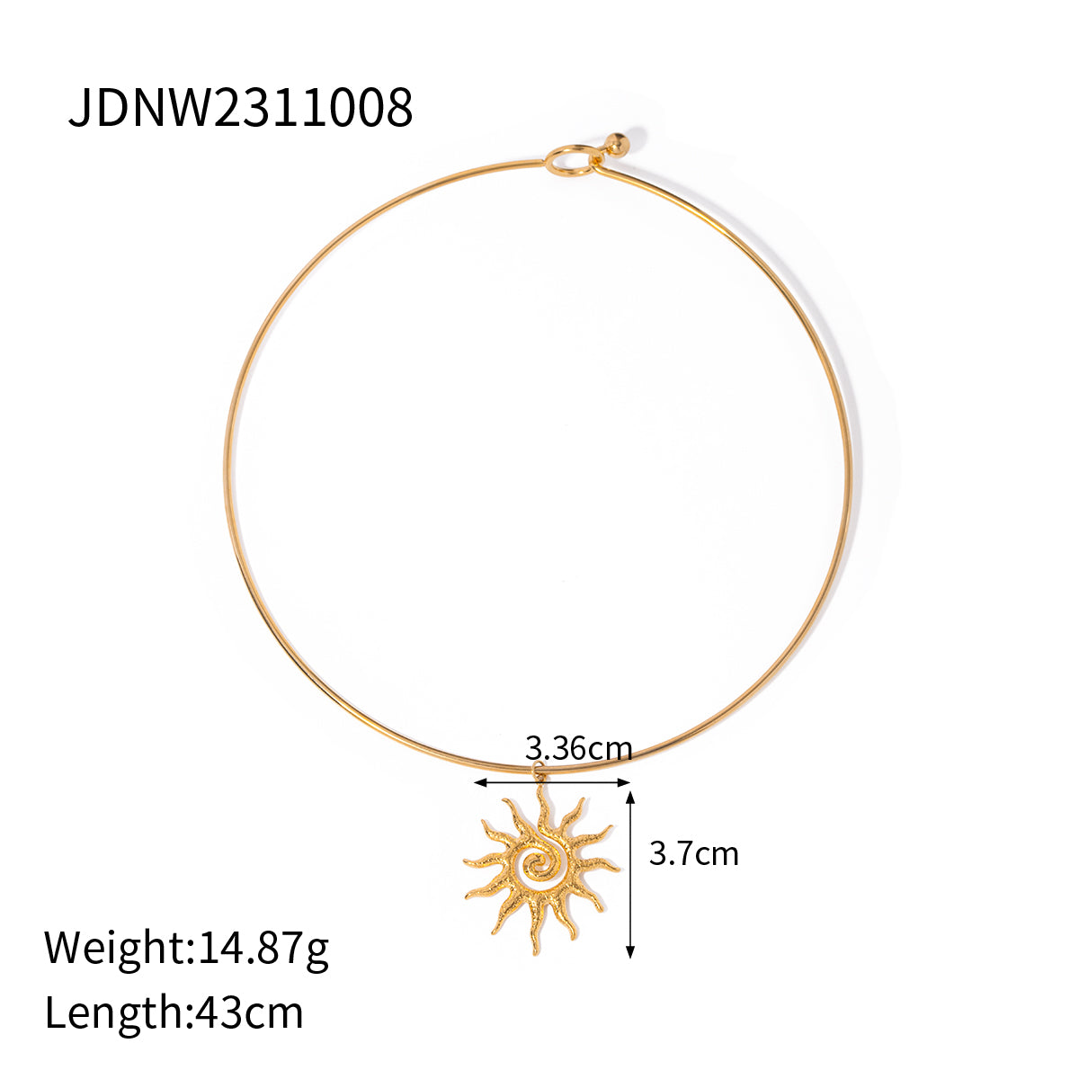 304 Stainless Steel 18K Gold Plated IG Style Simple Style Sun Pendant Necklace By Trendy Jewels