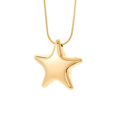 304 Stainless Steel 18K Gold Plated French Style Simple Style Star Earrings Necklace By Trendy Jewels