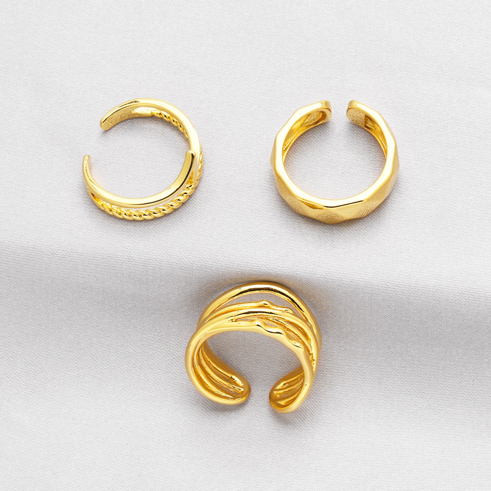 simple style solid color copper plating 18k gold plated open rings By Trendy Jewels