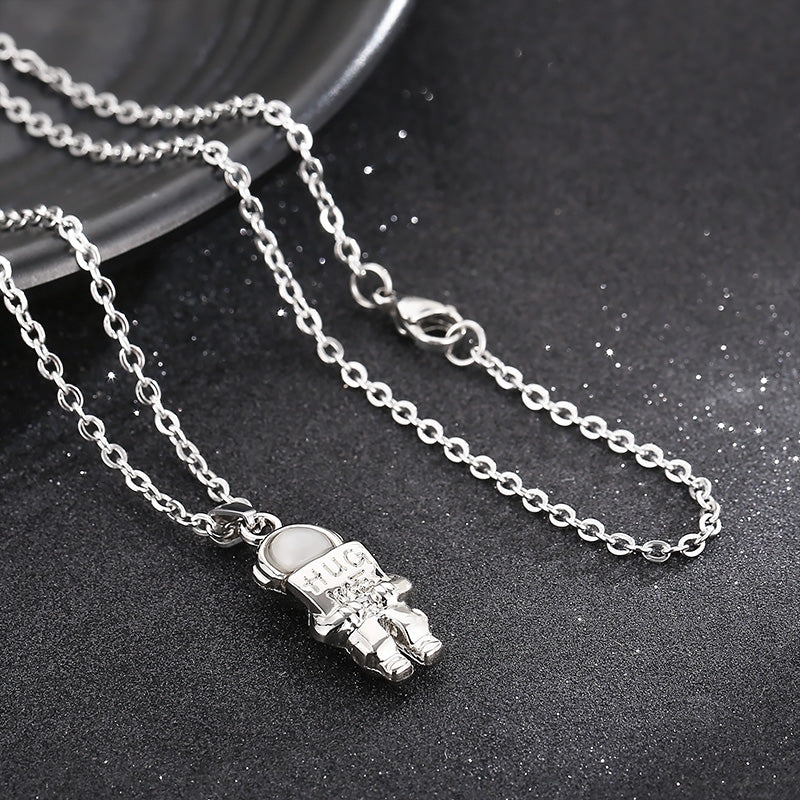 casual simple style astronaut stainless steel inlay artificial gemstones sweater chain By Trendy Jewels