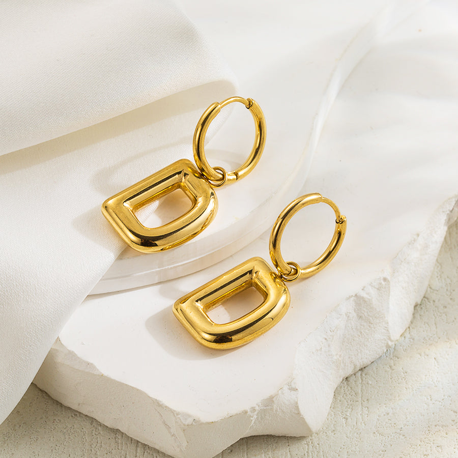 1 pair simple style letter plating stainless steel 18k gold plated ear clip By Trendy Jewels