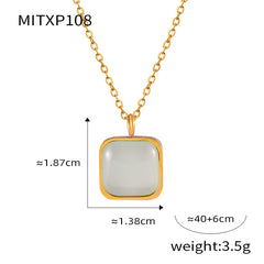 Titanium Steel 18K Gold Plated Elegant French Style Simple Style Inlay Square Resin Earrings Necklace By Trendy Jewels