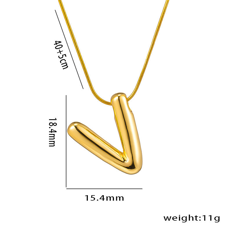 Titanium Steel Vintage Style Letter Plating Pendant Necklace By Trendy Jewels